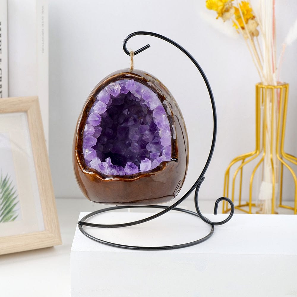Natural Quartz Dinosaur Egg Lamp with Adjustable Light