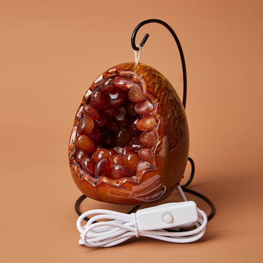 Natural Quartz Dinosaur Egg Lamp with Adjustable Light