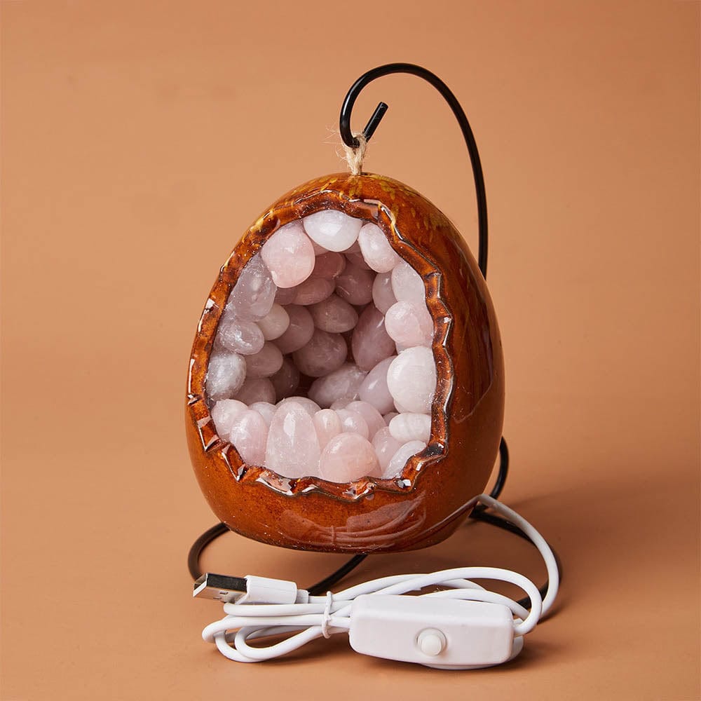 Natural Quartz Dinosaur Egg Lamp with Adjustable Light