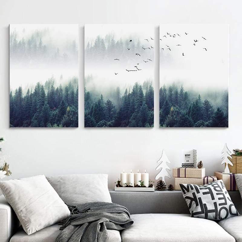 Nordic Forest 3-Piece Minimalist Canvas Wall Art