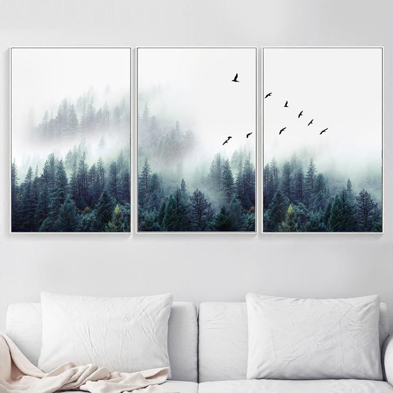Nordic Forest 3-Piece Minimalist Canvas Wall Art