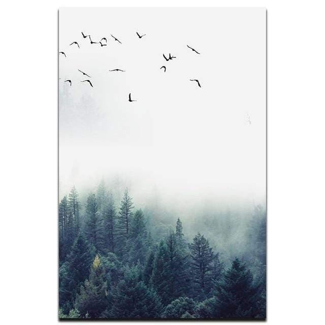 Nordic Forest Landscape Canvas Wall Art Set
