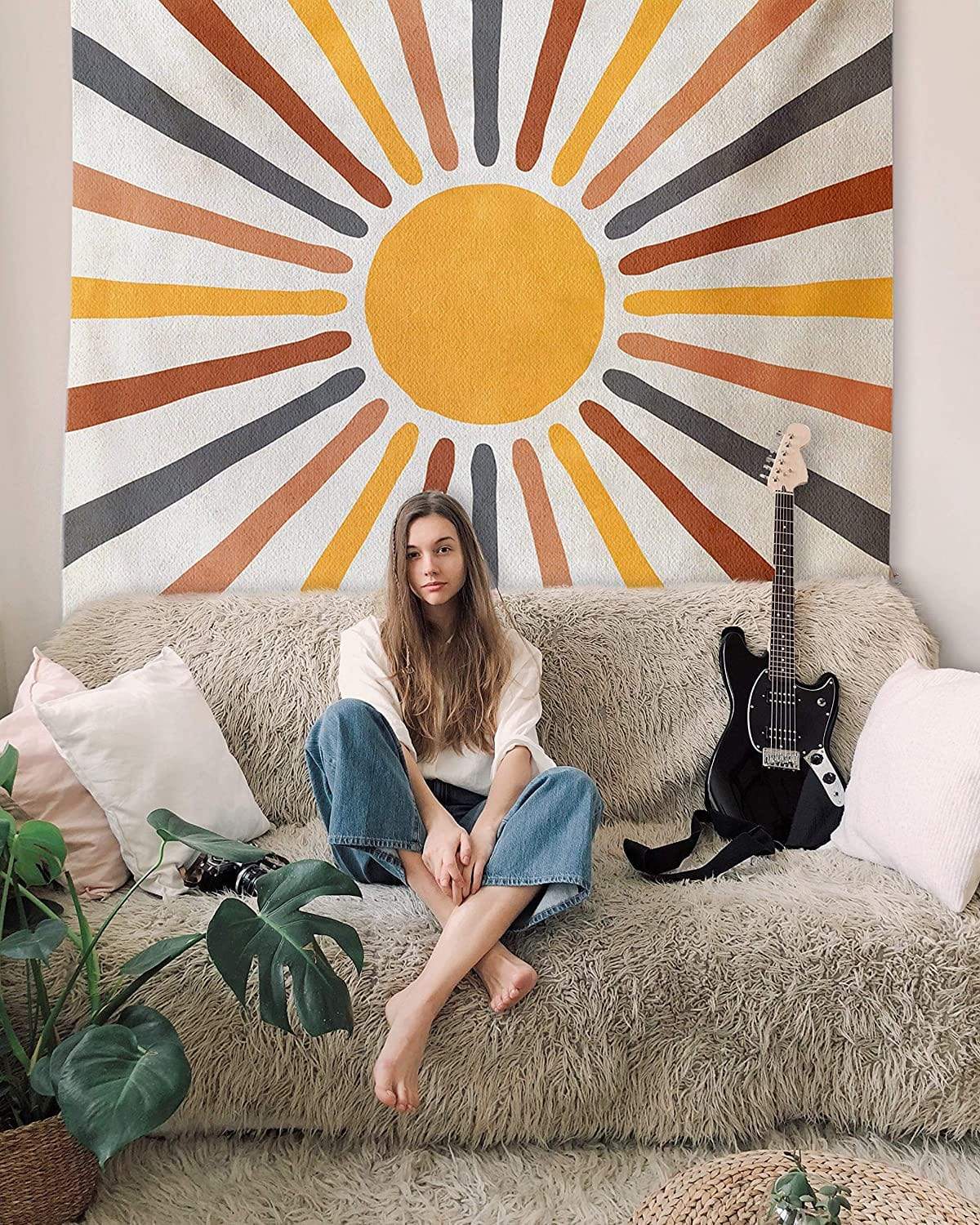 Boho Earth Tone Sunshine Wall Tapestry
