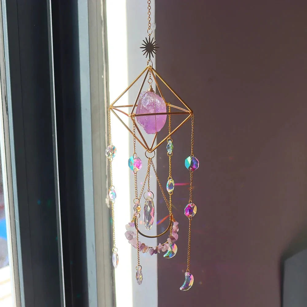 Healing Crystal Sun Catcher with Natural Gemstones