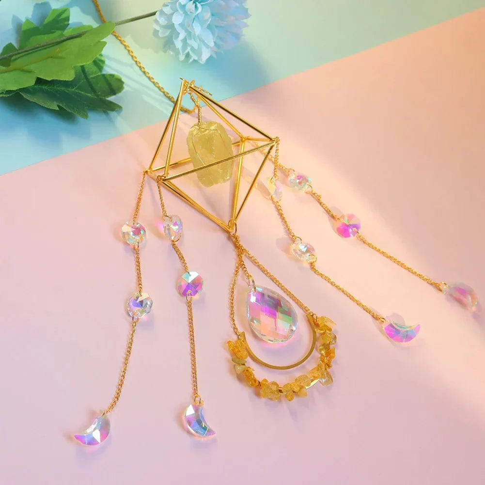 Healing Crystal Sun Catcher with Natural Gemstones
