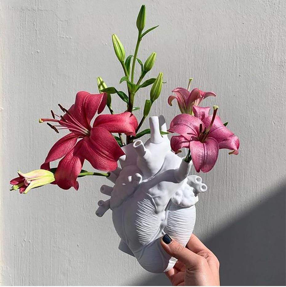 Heart-Shaped Synthetic Resin Flower Vase