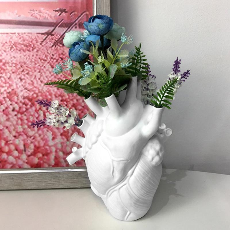 Heart-Shaped Synthetic Resin Flower Vase