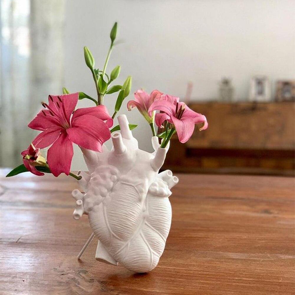 Heart-Shaped Synthetic Resin Flower Vase