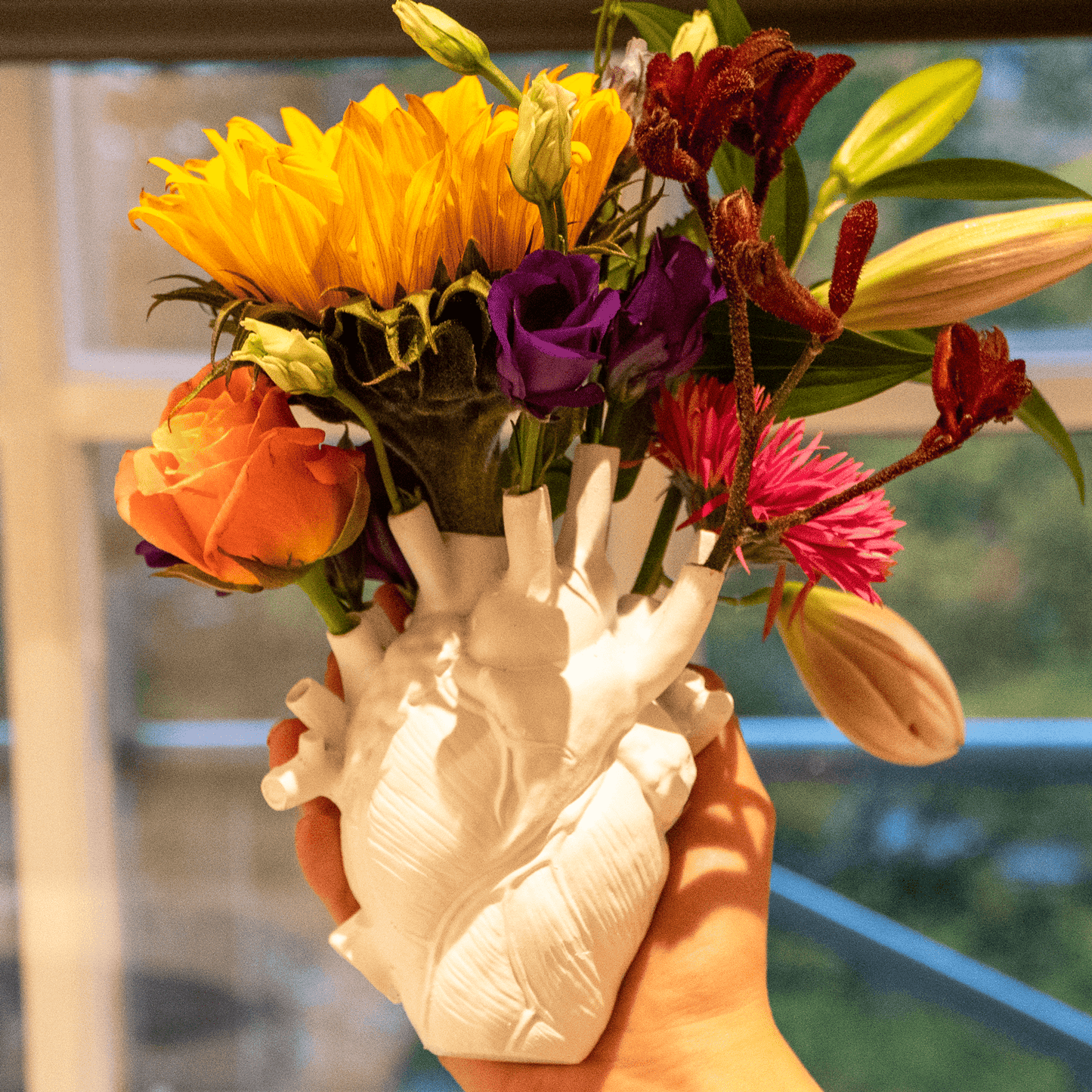 Heart-Shaped Synthetic Resin Flower Vase