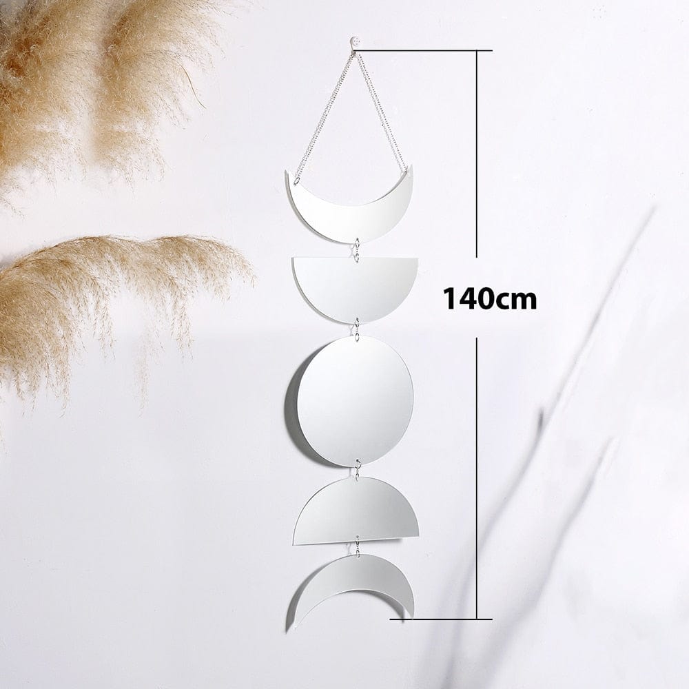 Acrylic Moon Phases Mirror Wall Hanging with Chain