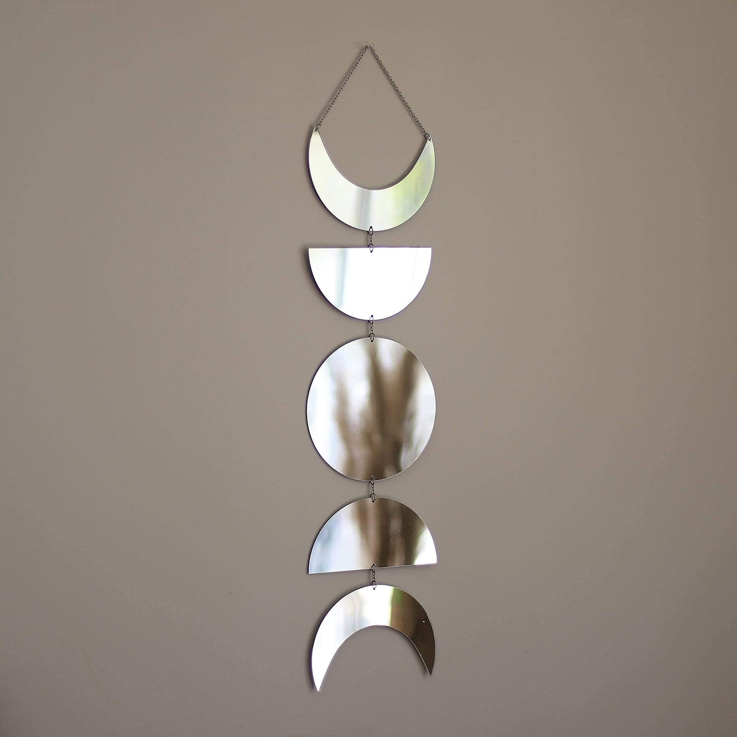 Acrylic Moon Phases Mirror Wall Hanging with Chain