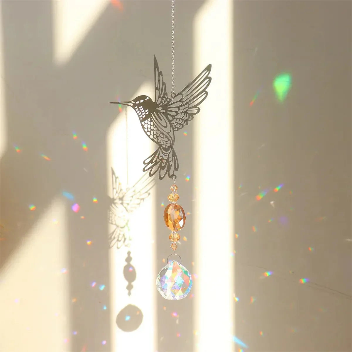 Crystal Sun Catcher with Hummingbird, Tree of Life, Owl, Fairy, and Butterfly Designs