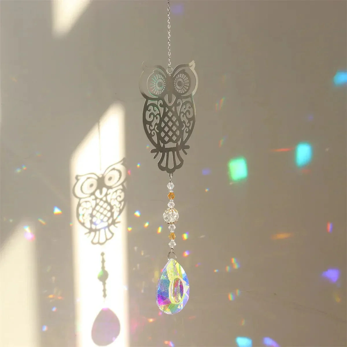 Crystal Sun Catcher with Hummingbird, Tree of Life, Owl, Fairy, and Butterfly Designs