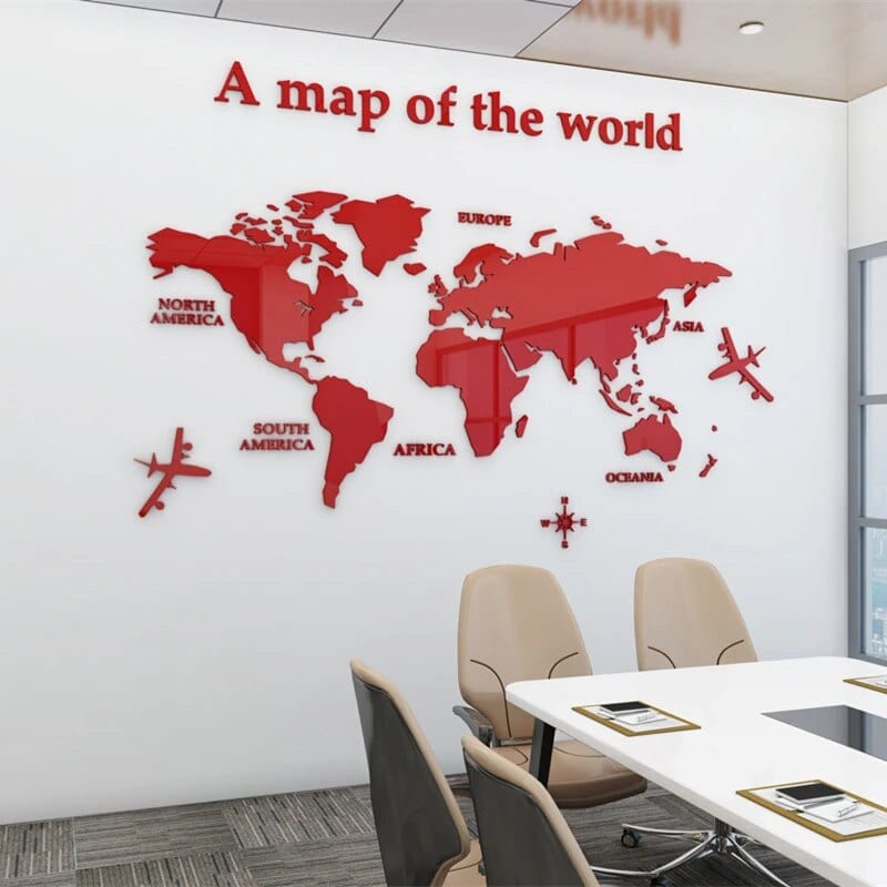 3D Acrylic World Map Wall Decal