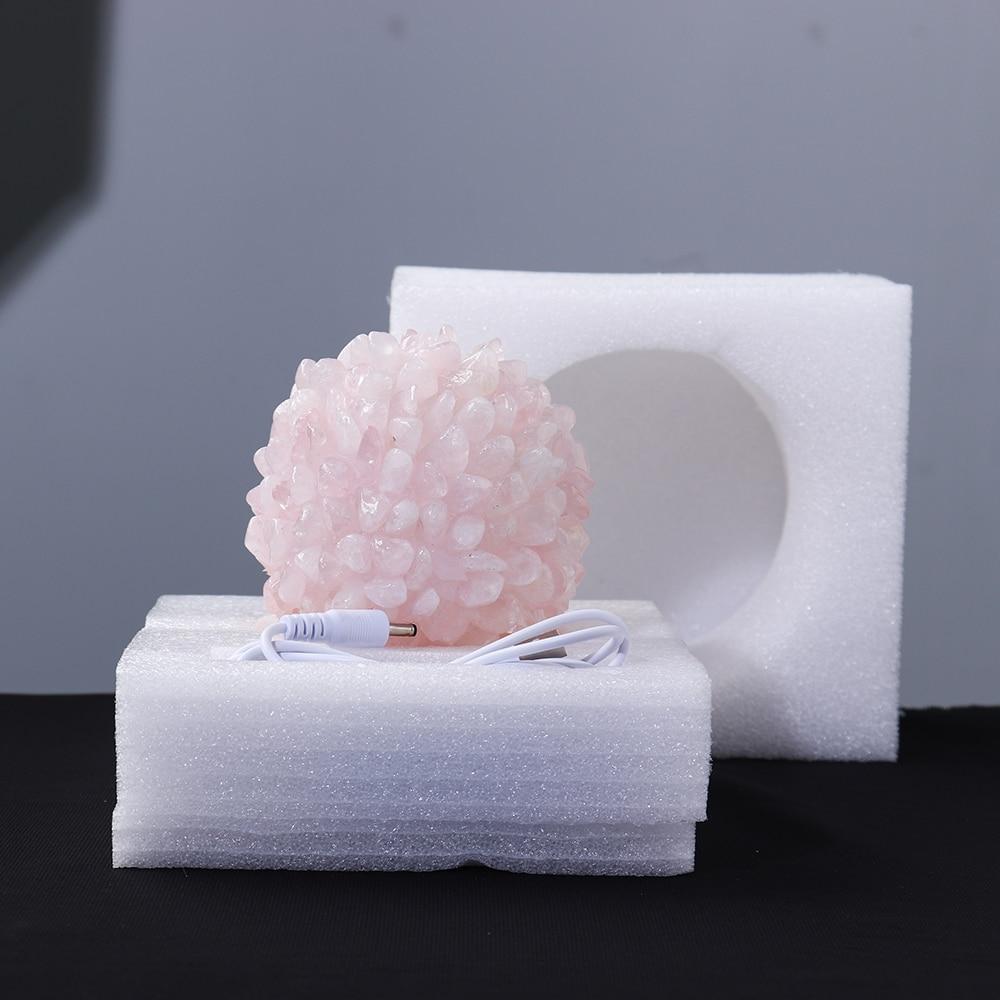 Aventurine Quartz Crystal Table Lamp with Wooden Base