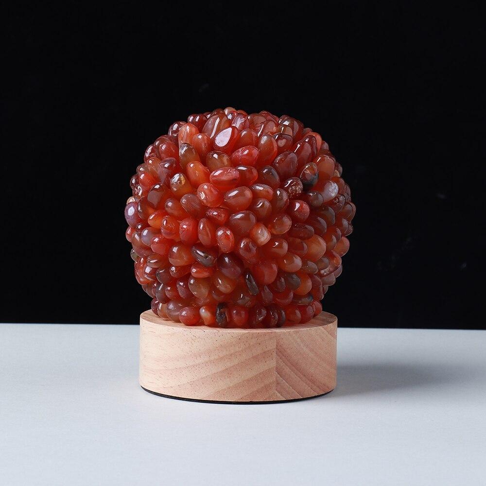 Aventurine Quartz Crystal Table Lamp with Wooden Base