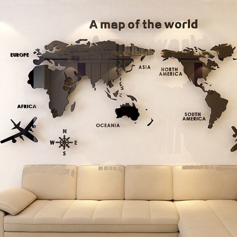 3D Acrylic World Map Wall Decal