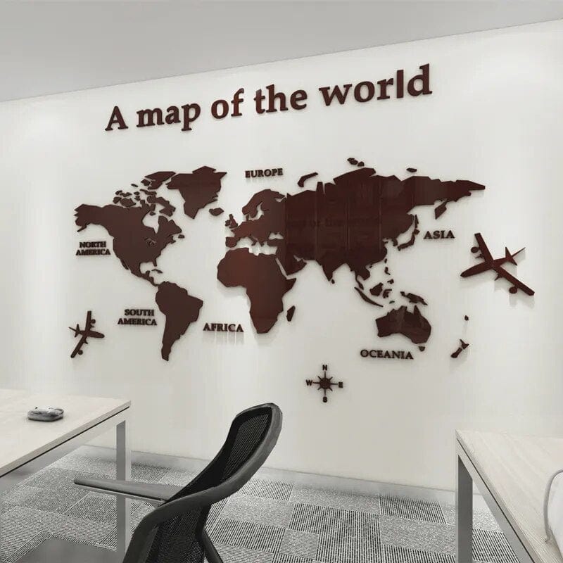 3D Acrylic World Map Wall Decal