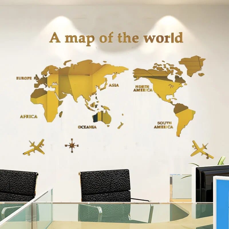 3D Acrylic World Map Wall Decal