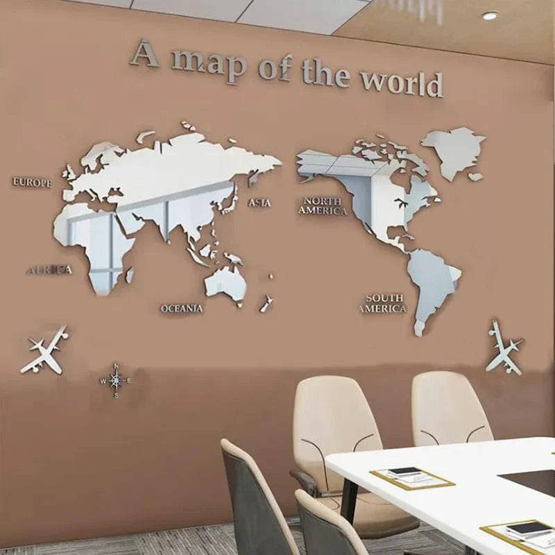 3D Acrylic World Map Wall Decal