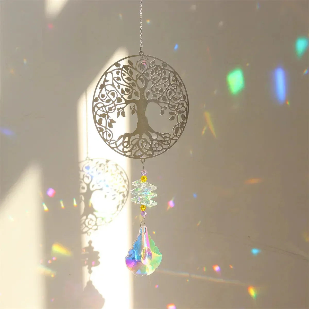 Crystal Sun Catcher with Hummingbird, Tree of Life, Owl, Fairy, and Butterfly Designs