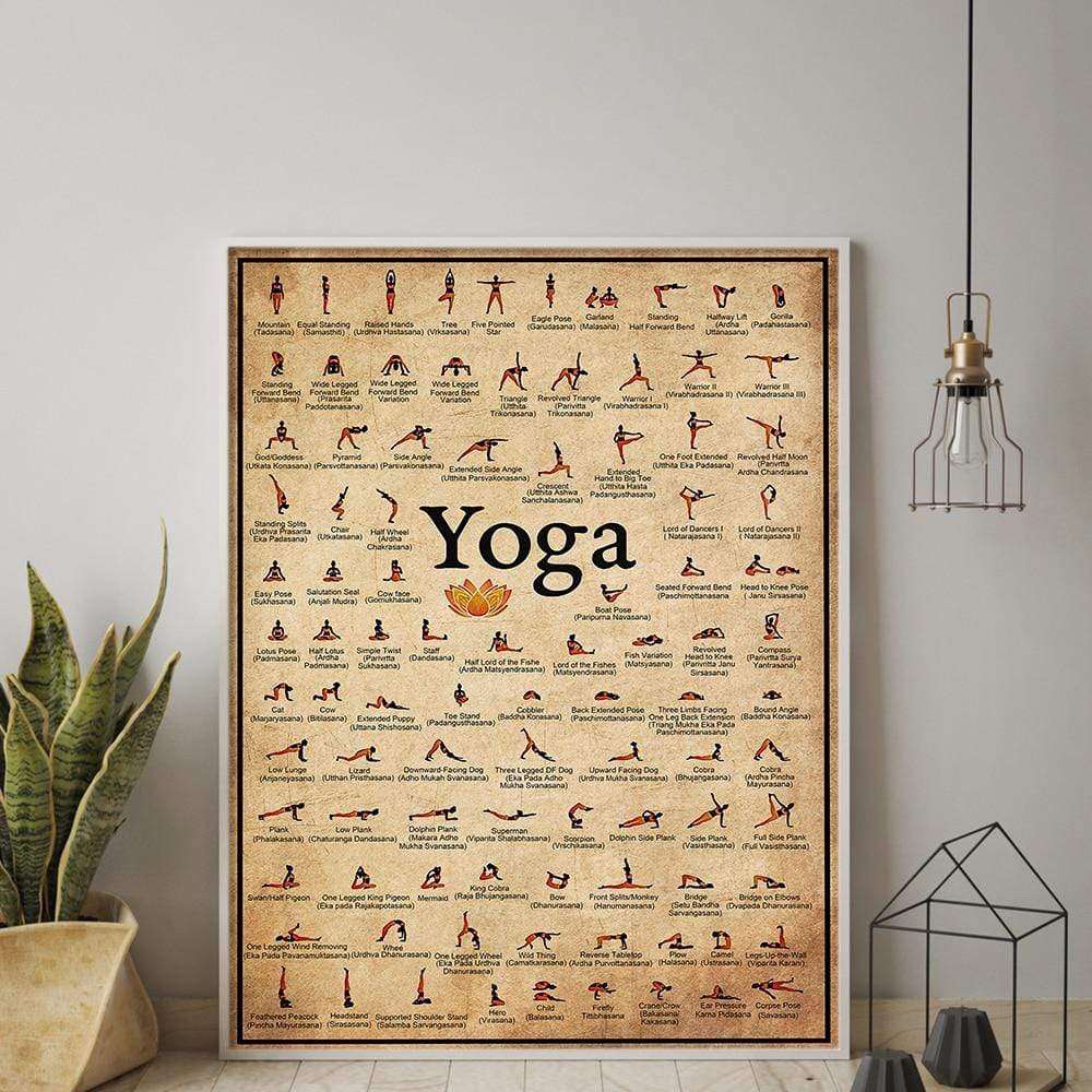 Yoga Poses Wall Art Poster - Water-Resistant Canvas
