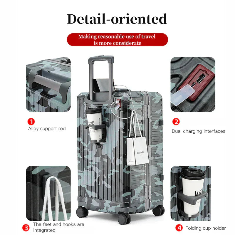 Wide Grip Polycarbonate Hard Shell Suitcase with 360° Wheels