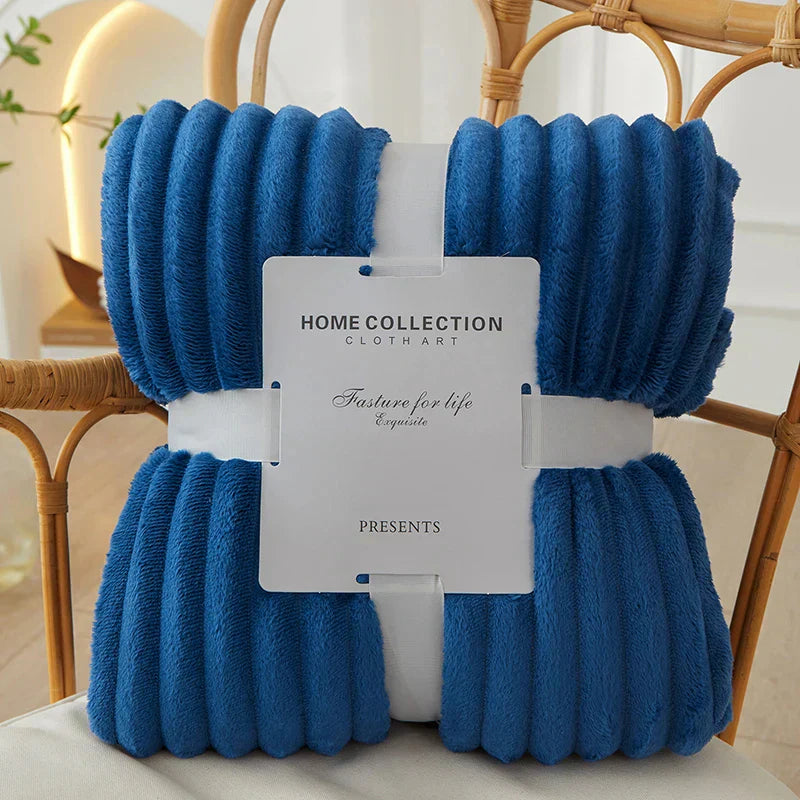 Wide Striped Ribbed Fleece Blanket