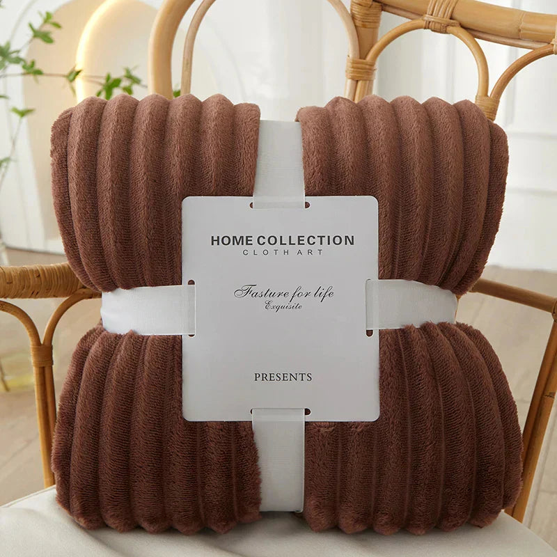 Wide Striped Ribbed Fleece Blanket