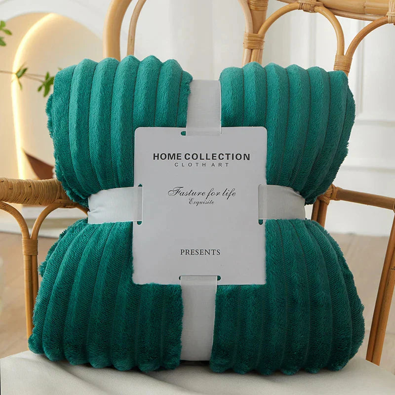 Wide Striped Ribbed Fleece Blanket