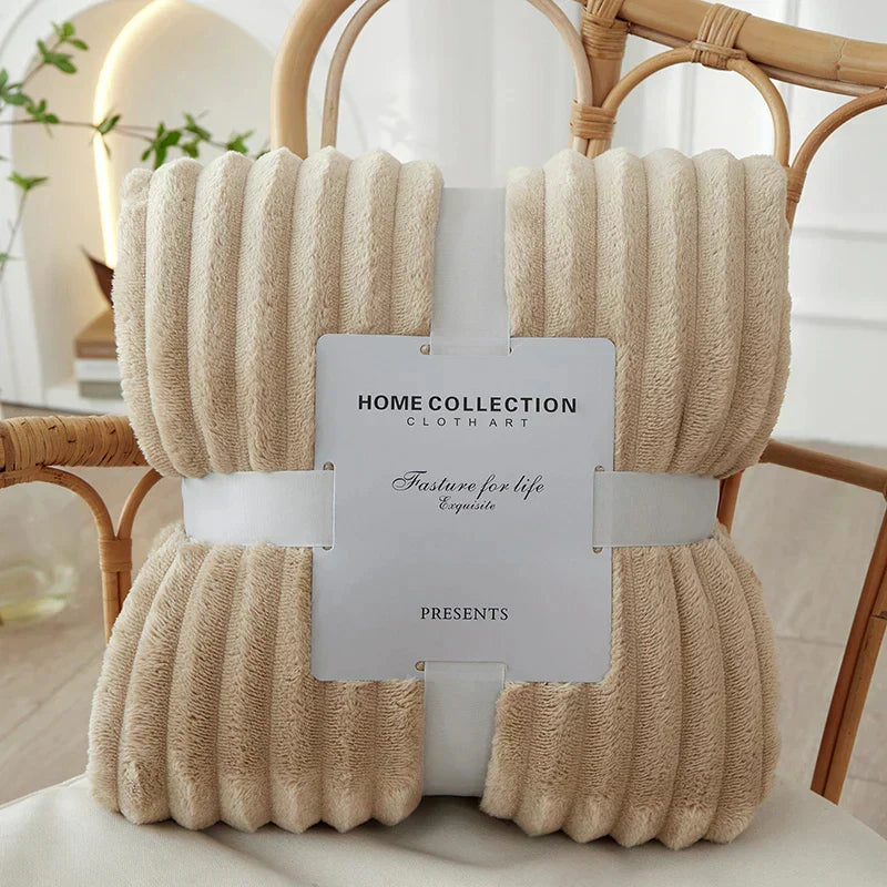 Wide Striped Ribbed Fleece Blanket