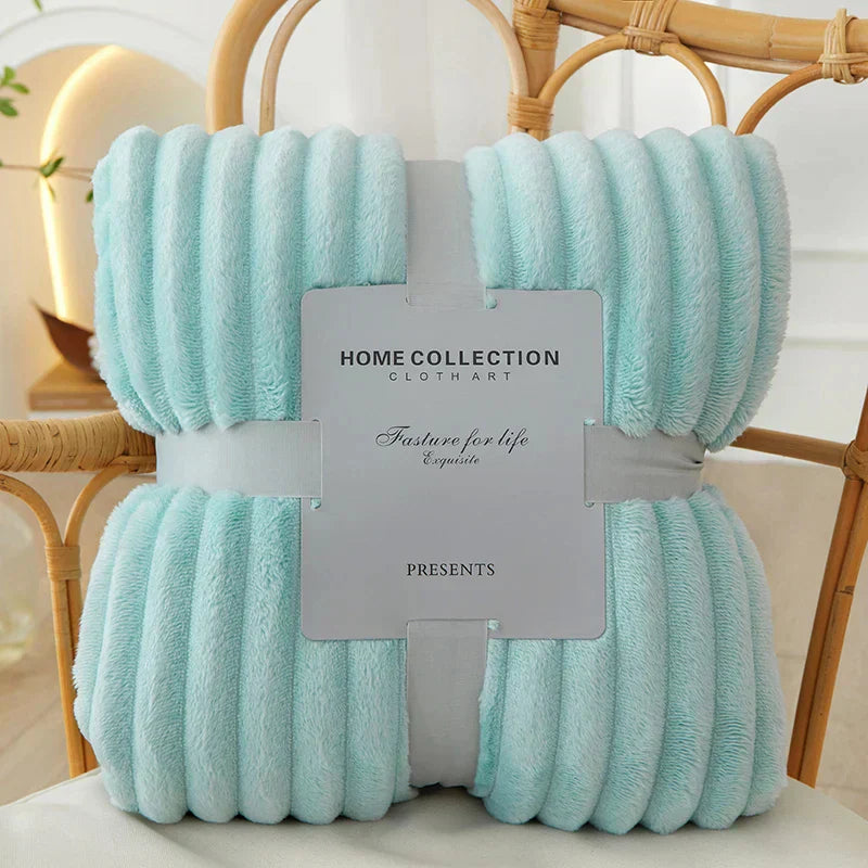 Wide Striped Ribbed Fleece Blanket