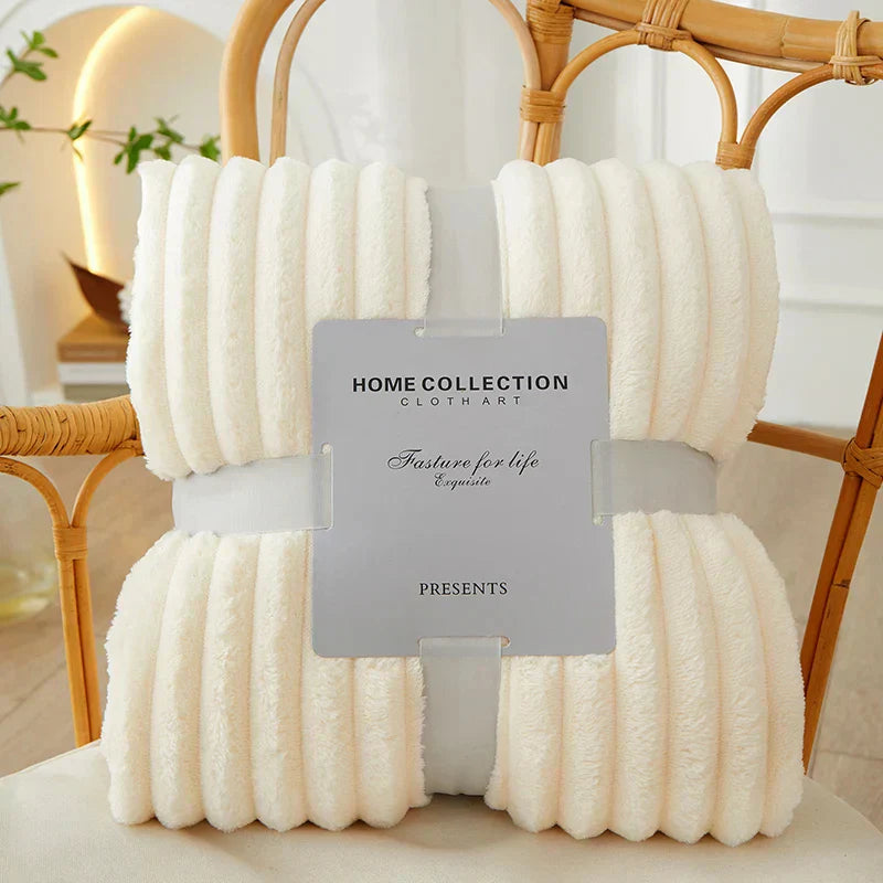 Wide Striped Ribbed Fleece Blanket