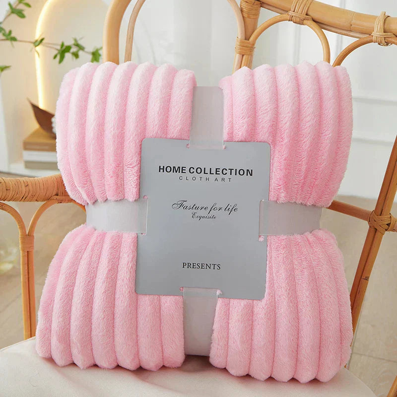 Wide Striped Ribbed Fleece Blanket