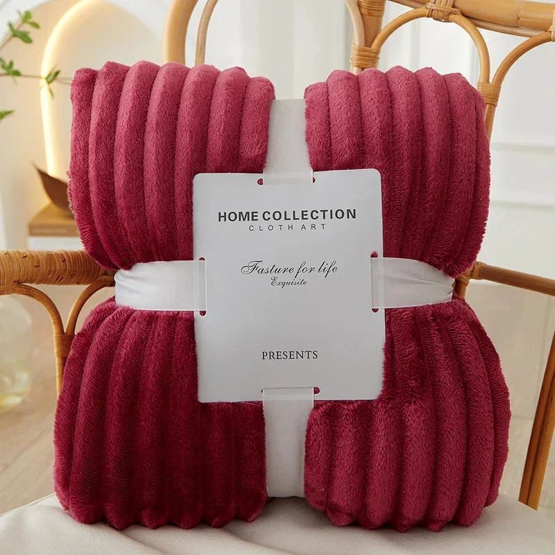 Wide Striped Ribbed Fleece Blanket