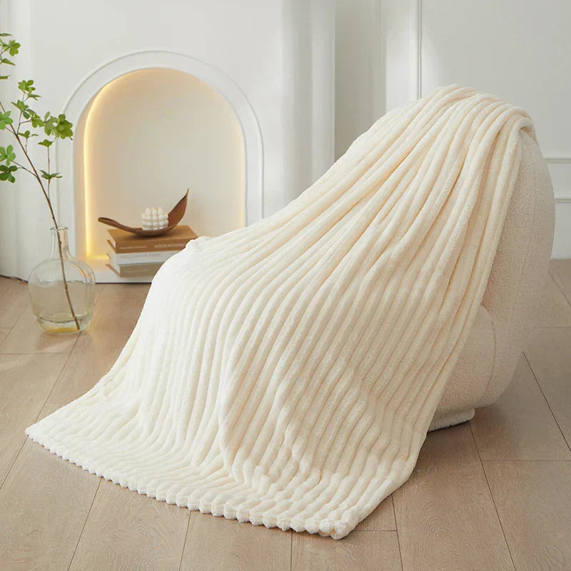 Wide Striped Ribbed Fleece Blanket