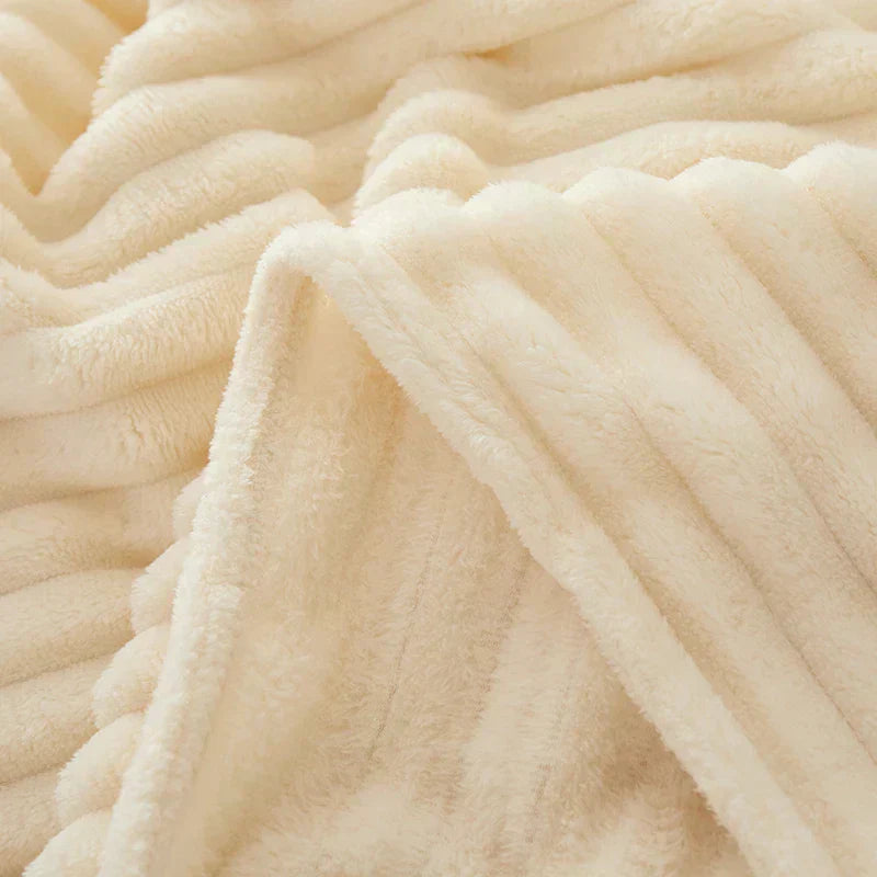 Wide Striped Ribbed Fleece Blanket