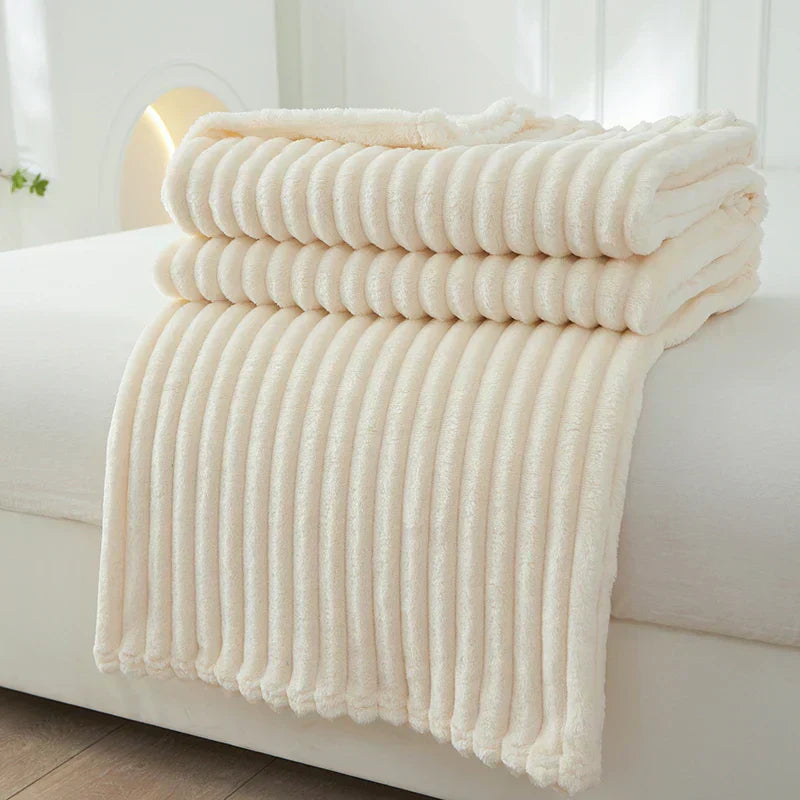 Wide Striped Ribbed Fleece Blanket