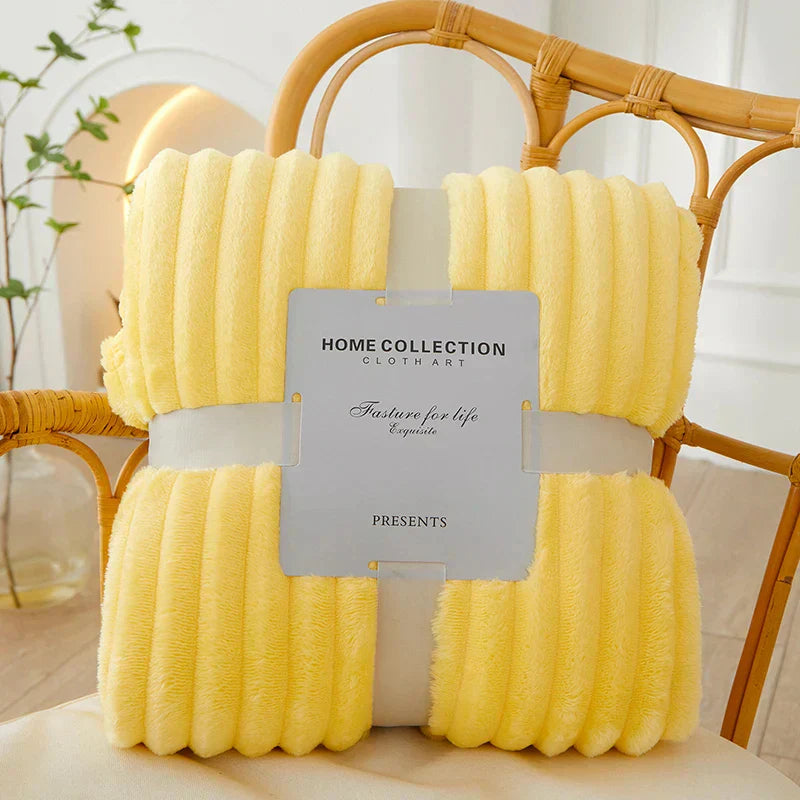 Wide Striped Ribbed Fleece Blanket