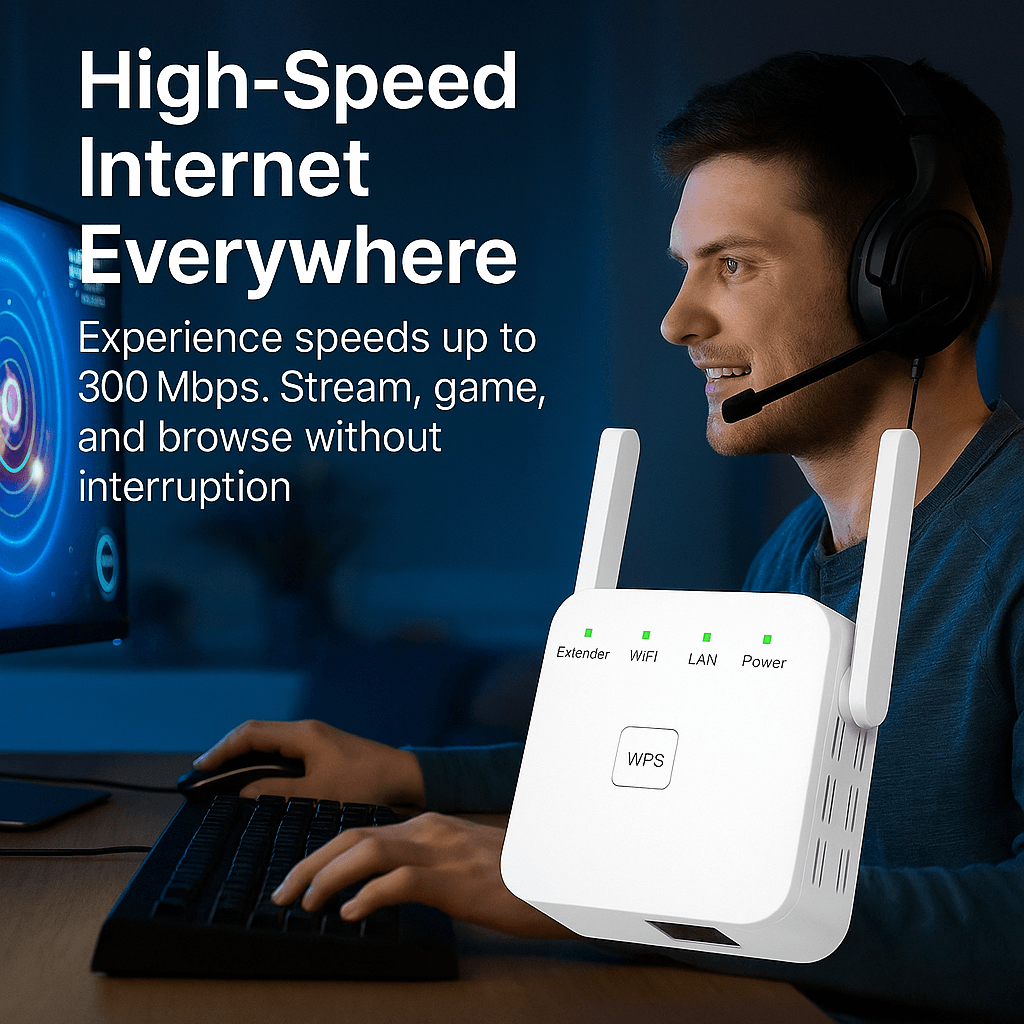 Dual-Band WiFi Extender for Stronger Signal and Faster Internet