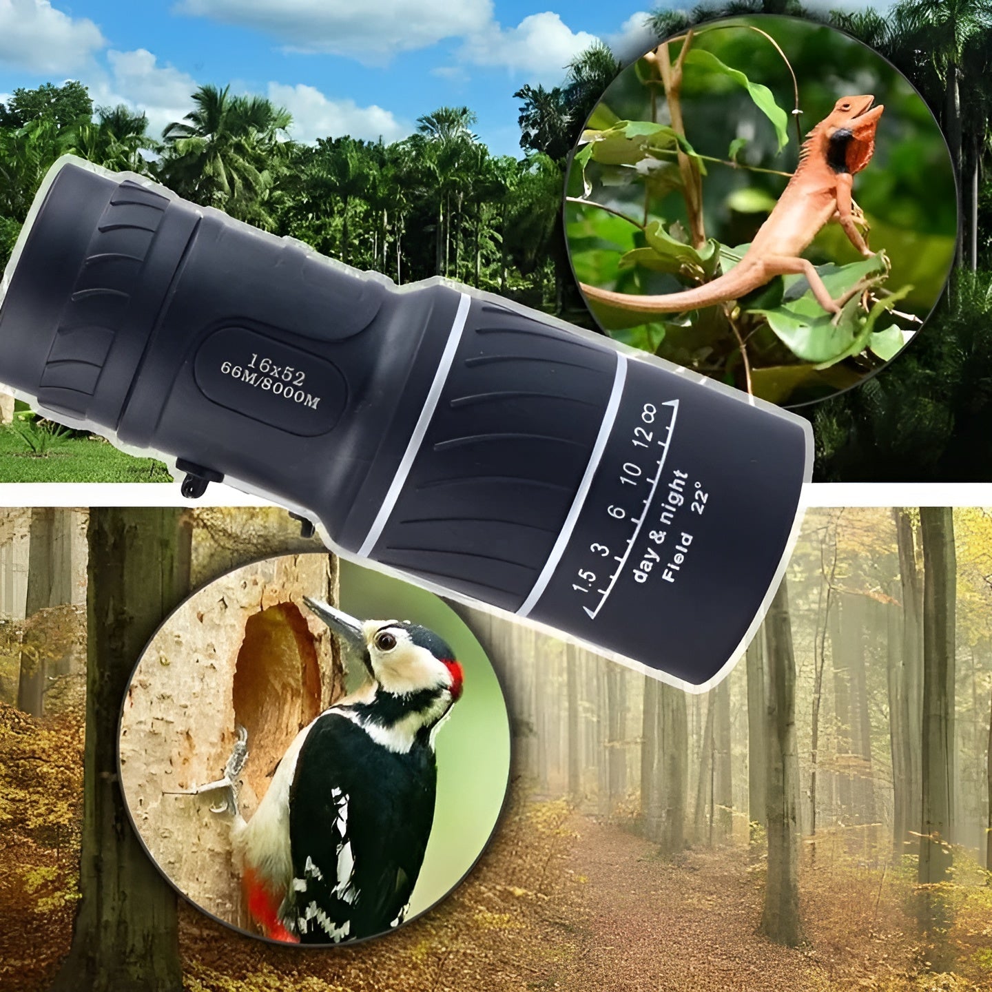 16X Compact Telescope with Clear Optics for Outdoor Adventures