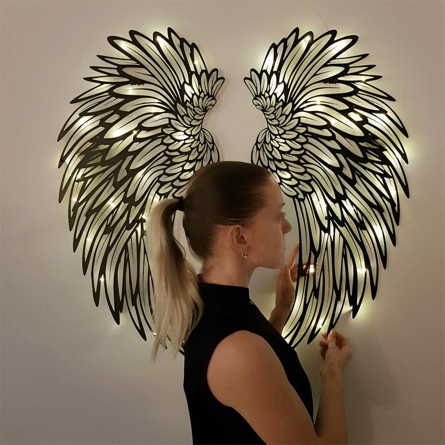 LED Angel Wings Wall Art - Elegant Home Decor