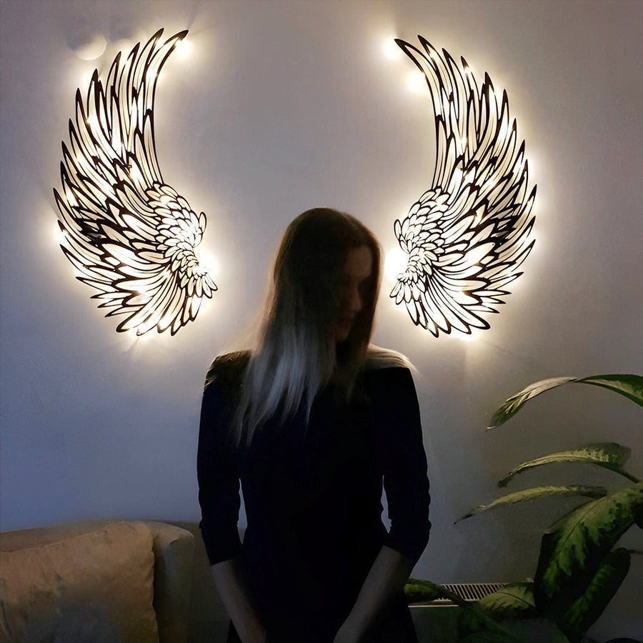 LED Angel Wings Wall Art - Elegant Home Decor
