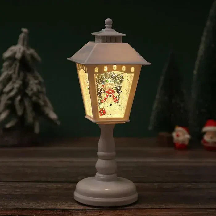 Christmas Lantern with Snow Effect and Warm LED Lighting