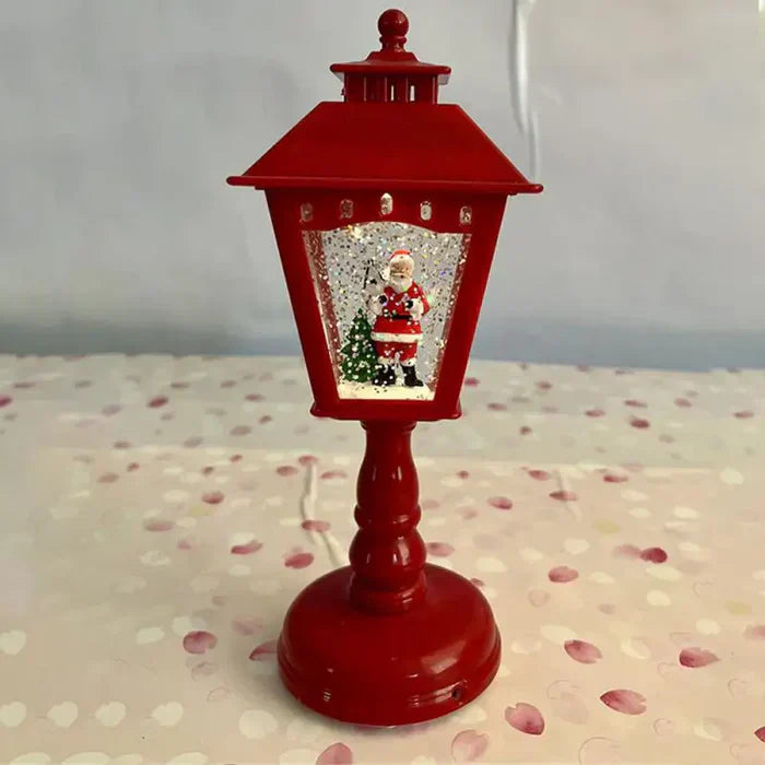 Christmas Lantern with Snow Effect and Warm LED Lighting
