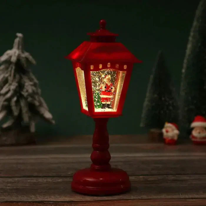 Christmas Lantern with Snow Effect and Warm LED Lighting