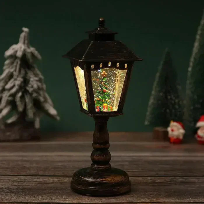 Christmas Lantern with Snow Effect and Warm LED Lighting