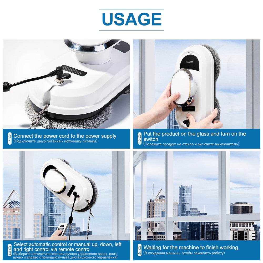 Automatic Glass Cleaner with Remote Control for Windows and Mirrors