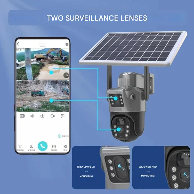 Wireless 4K Solar-Powered Security Camera with Dual Lenses
