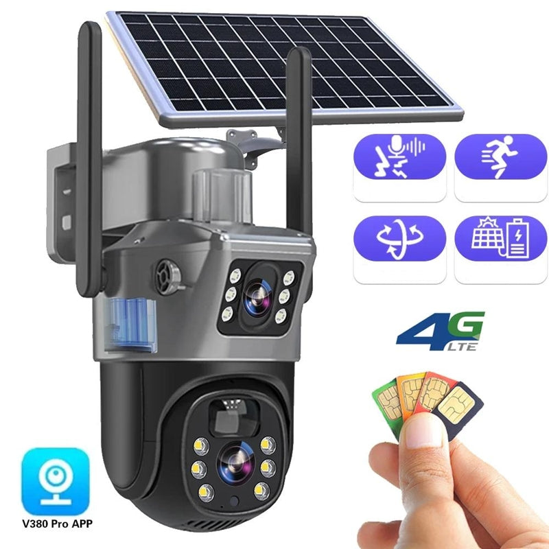 Wireless 4K Solar-Powered Security Camera with Dual Lenses